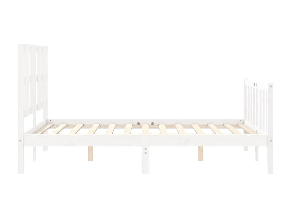 Estructura de cama sin colchón blanca 140x190 cm madera maciza de pino