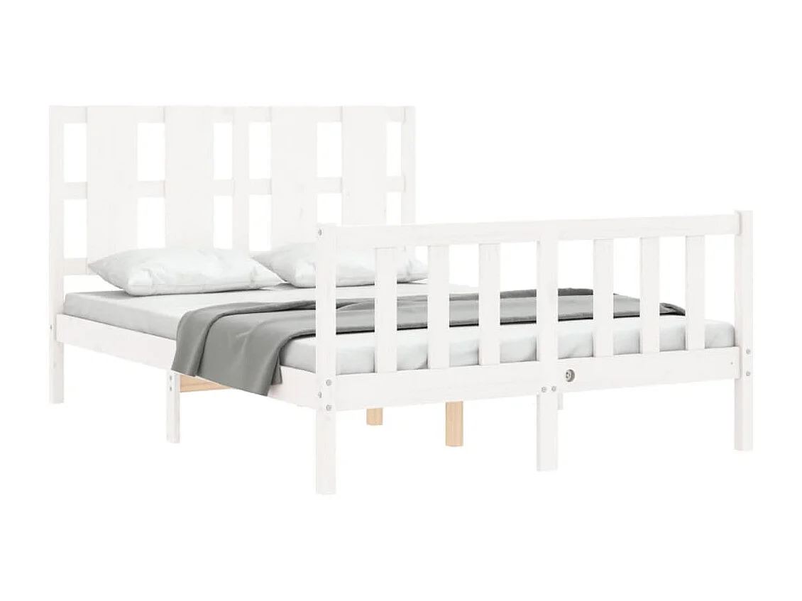 Bedframe zonder matras wit 140x190 cm massief grenenhout