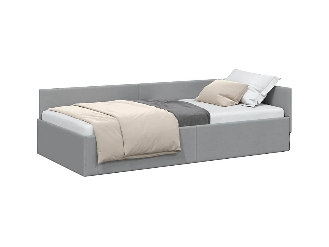 Estructura de cama esquinera con cabecero Gris claro 80 x 200 cm