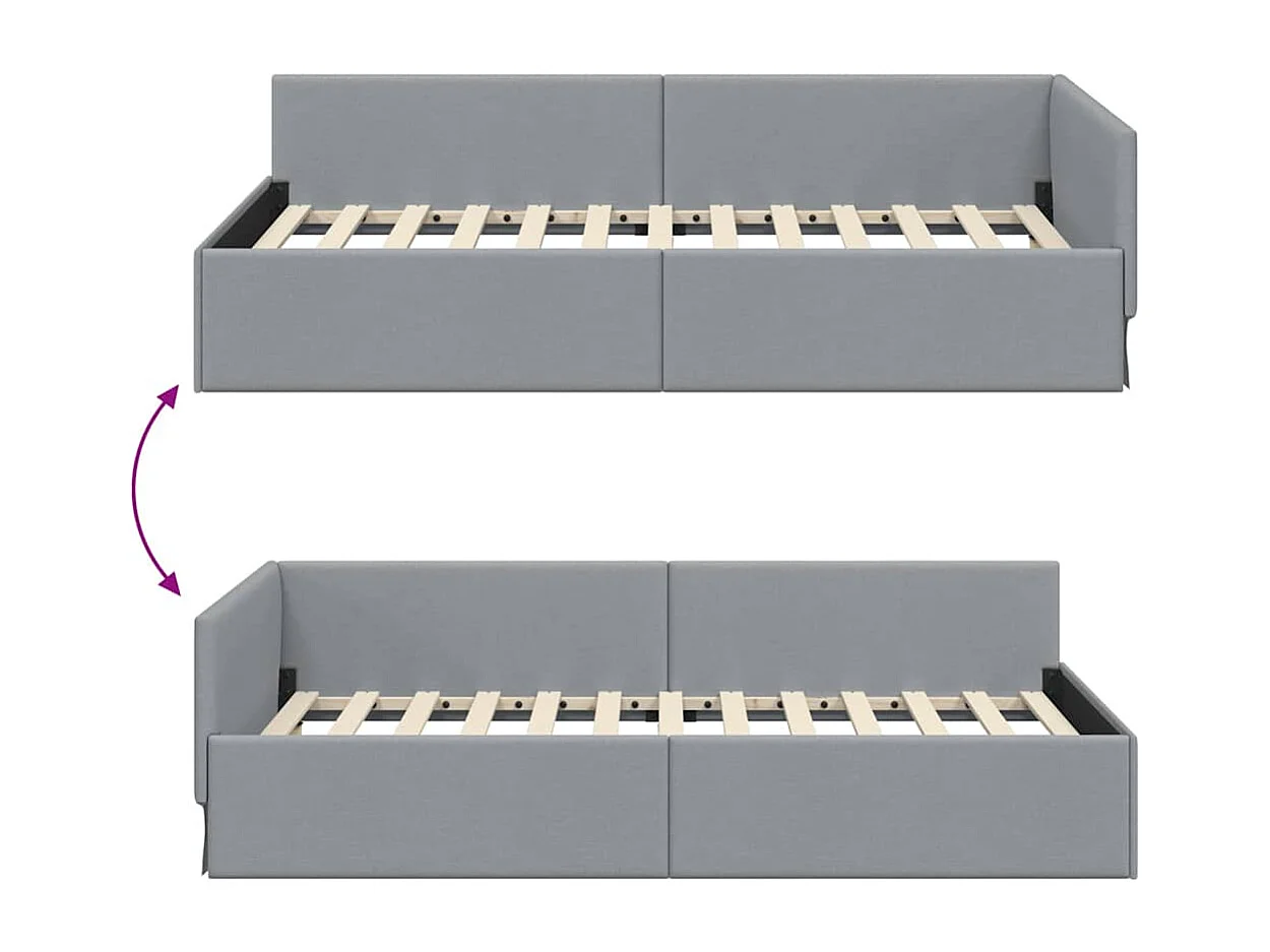 Estructura de cama esquinera con cabecero Gris claro 80 x 200 cm