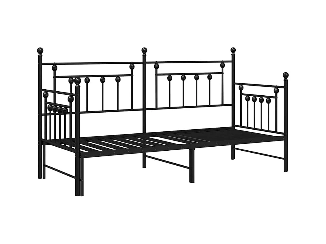 Daybedframe met hoofdbord Zwart 80 x 200 cm Staal