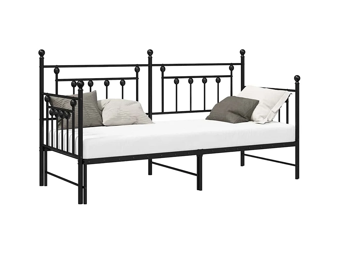 Daybedframe met hoofdbord Zwart 80 x 200 cm Staal