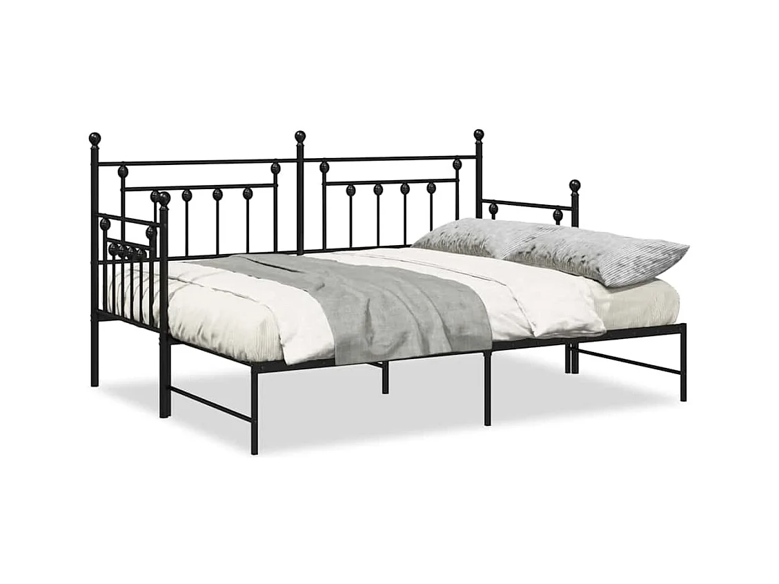 Daybedframe met hoofdbord Zwart 80 x 200 cm Staal