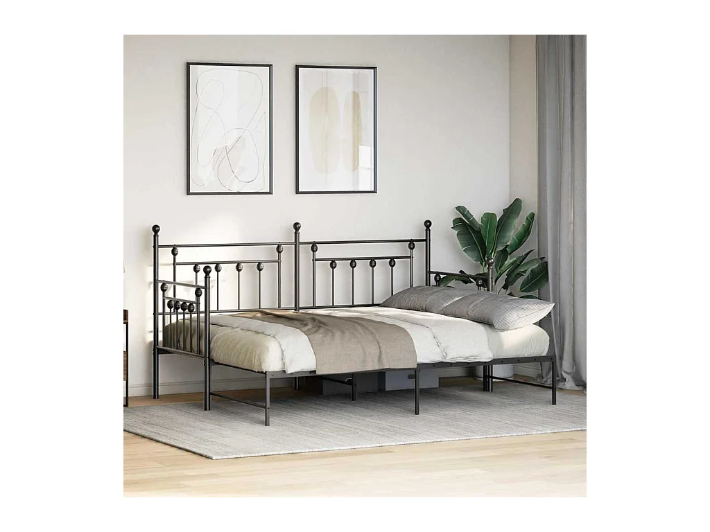 Daybedframe met hoofdbord Zwart 80 x 200 cm Staal