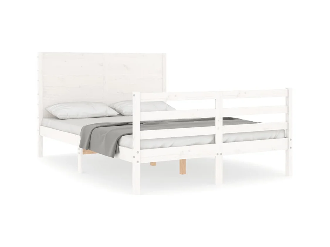Bedframe zonder matras wit 140x200 cm massief hout