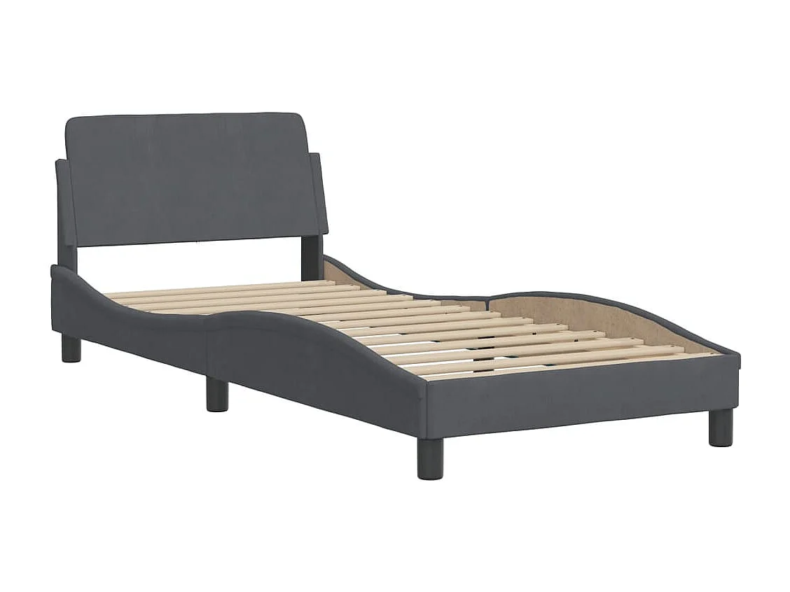 Lit avec matelas gris foncé 80x200 cm velours
