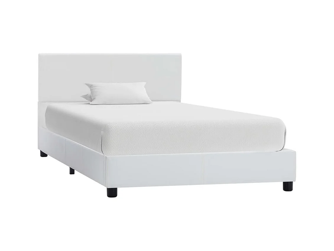 Estructura de cama de piel sintética blanca de 100 x 200 cm