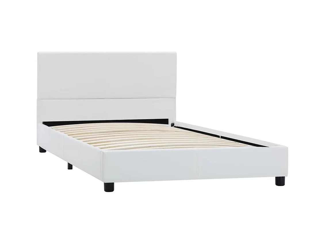 Estructura de cama de piel sintética blanca de 100 x 200 cm