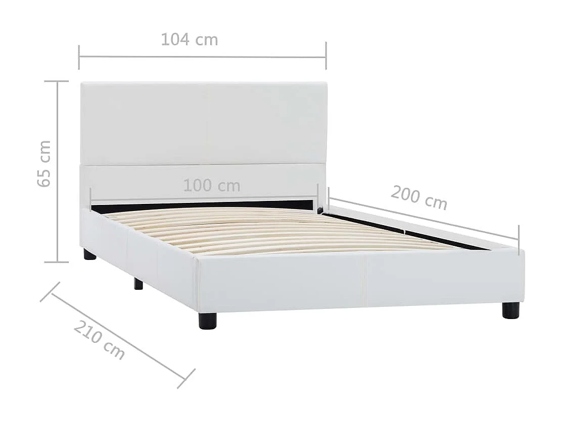 Estructura de cama de piel sintética blanca de 100 x 200 cm