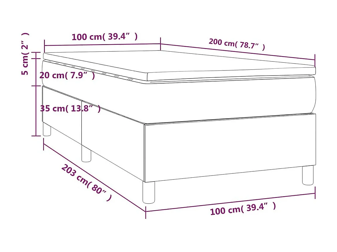 Lattenbodem met matras Crème 100x200 cm Stof