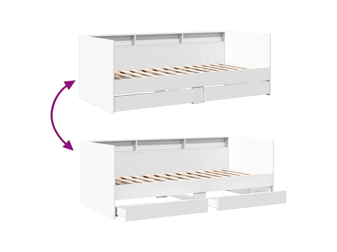 Dagbed met lades zonder matras wit 90x190 cm
