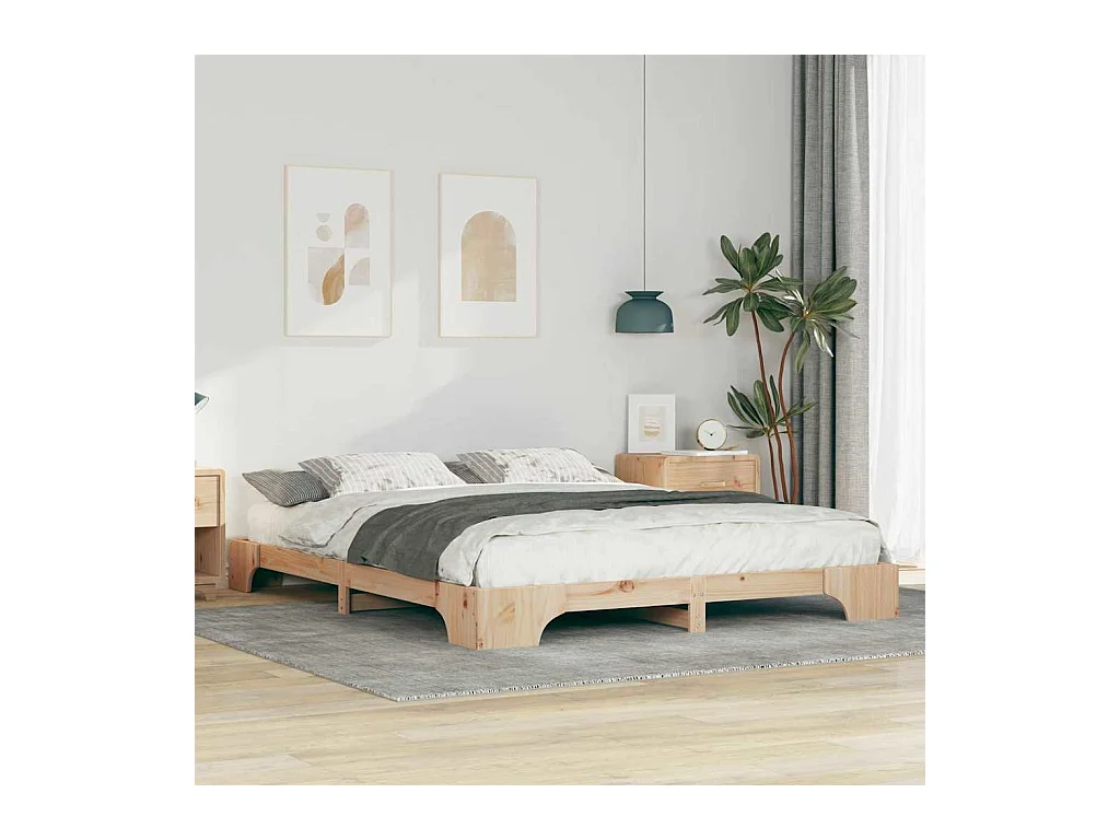 Verhoogd bedframe met opbergruimte Bruin 160 x 210 cm hout