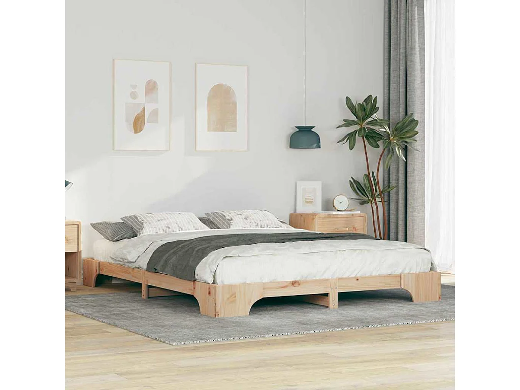 Estructura de cama elevada con almacenaje Marrón 160 x 210 cm madera