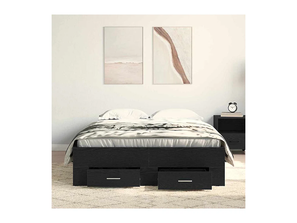 Bedframe met lades met lade Zwarte eik 120 x 200 cm