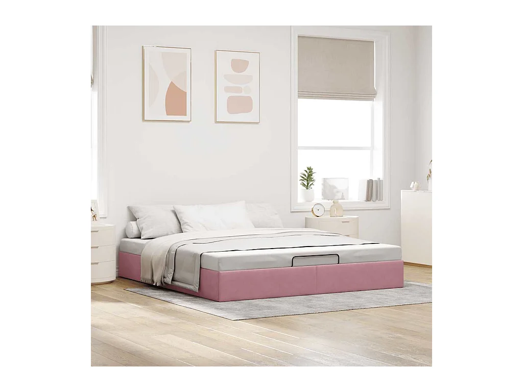 Ottomaanse bedframe zonder matras roze 180x200 cm fluweel