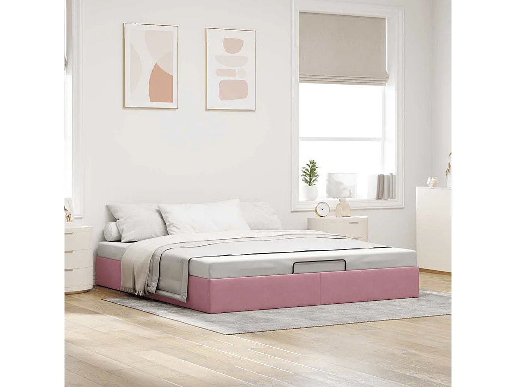 Ottomaanse bedframe zonder matras roze 180x200 cm fluweel