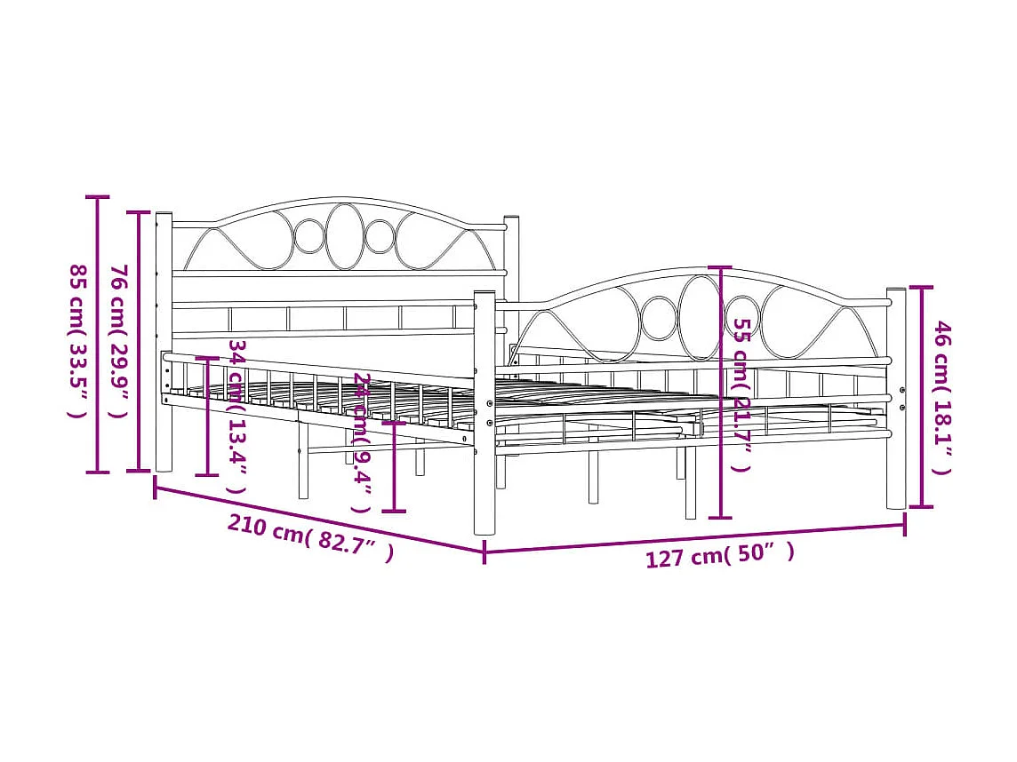 Bedframe zonder matras zwart staal 120x200 cm