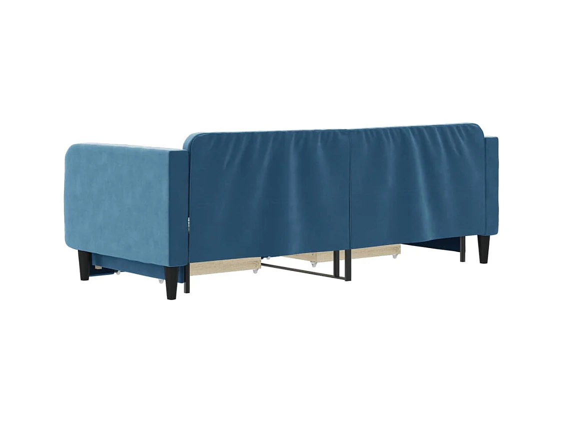 Divano letto con letto estraibile e cassetti senza materasso blu 90x200 cm