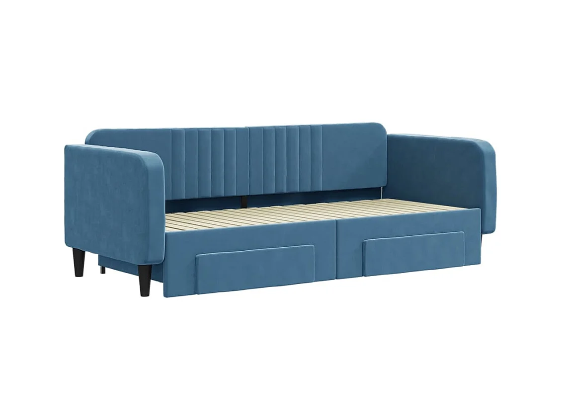 Dagbed met onderschuifbed en lades zonder matras blauw 90x200 cm