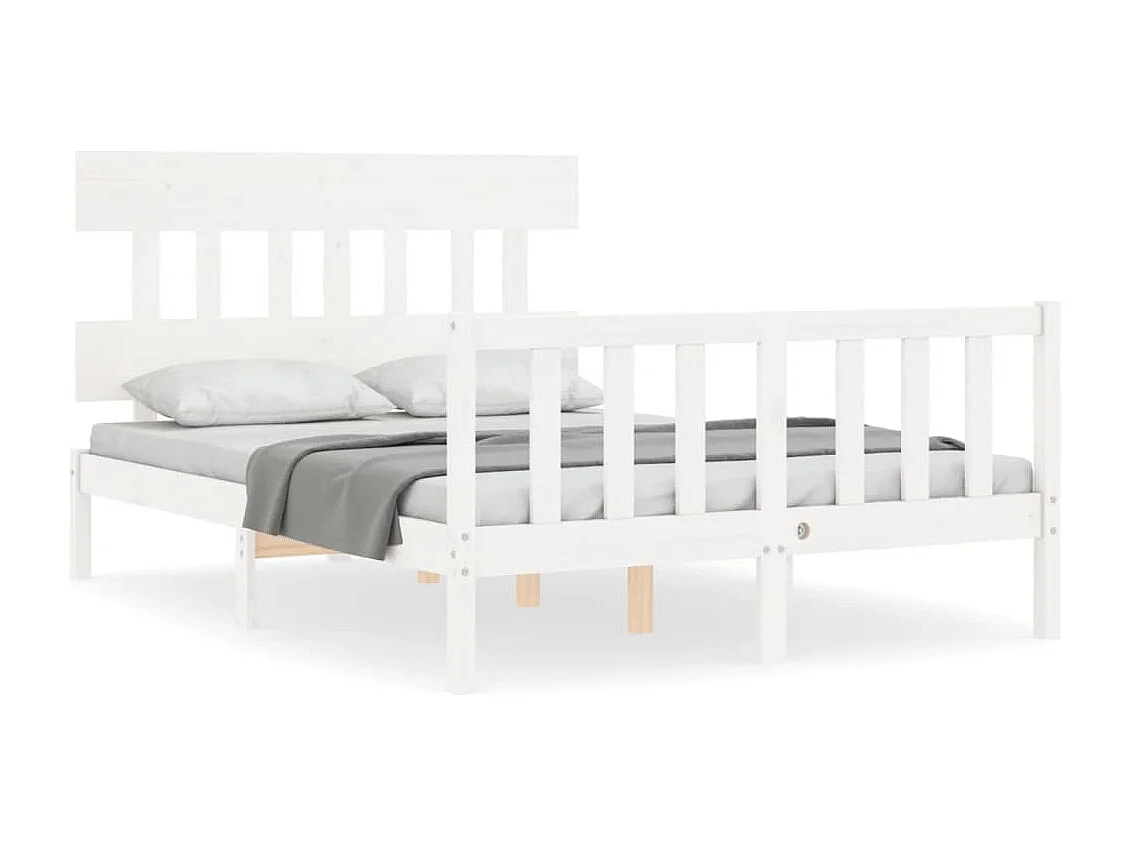 Cadre de lit sans matelas blanc bois de pin massif