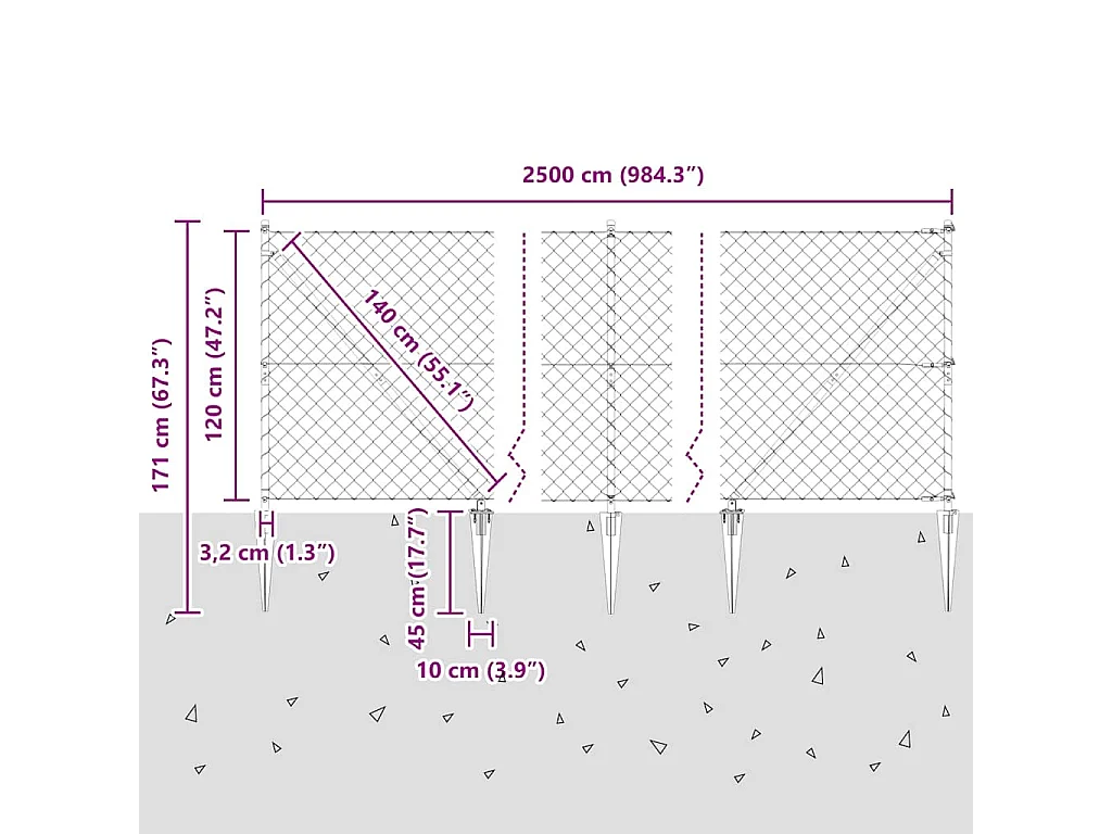 Rete a doghe in tessuto grigio 160x200 cm