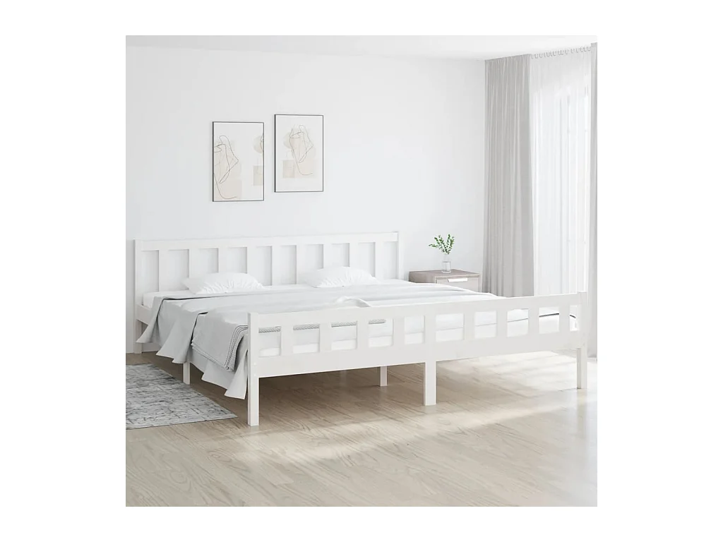 Cadre de lit sans matelas blanc bois massif 160x200 cm