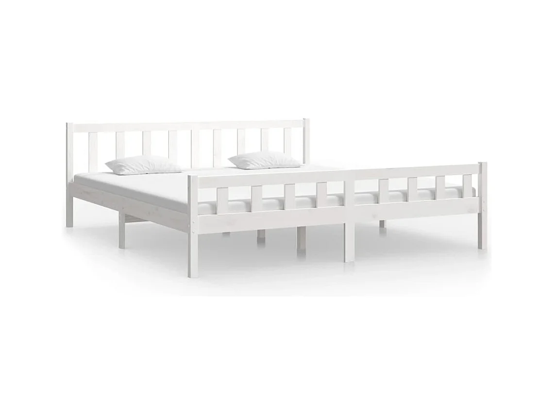 Cadre de lit sans matelas blanc bois massif 160x200 cm