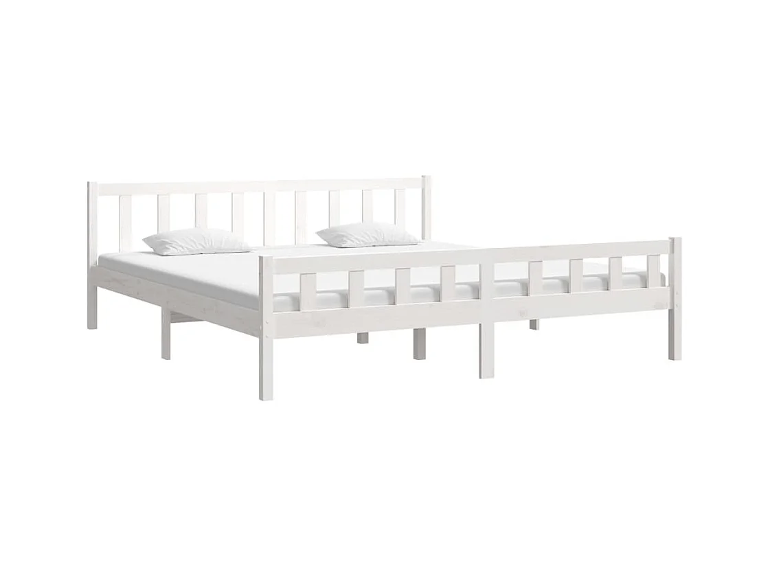 Cadre de lit sans matelas blanc bois massif 160x200 cm