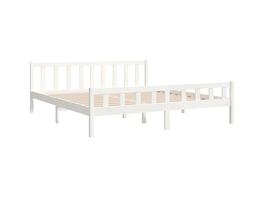 Cadre de lit sans matelas blanc bois massif 160x200 cm