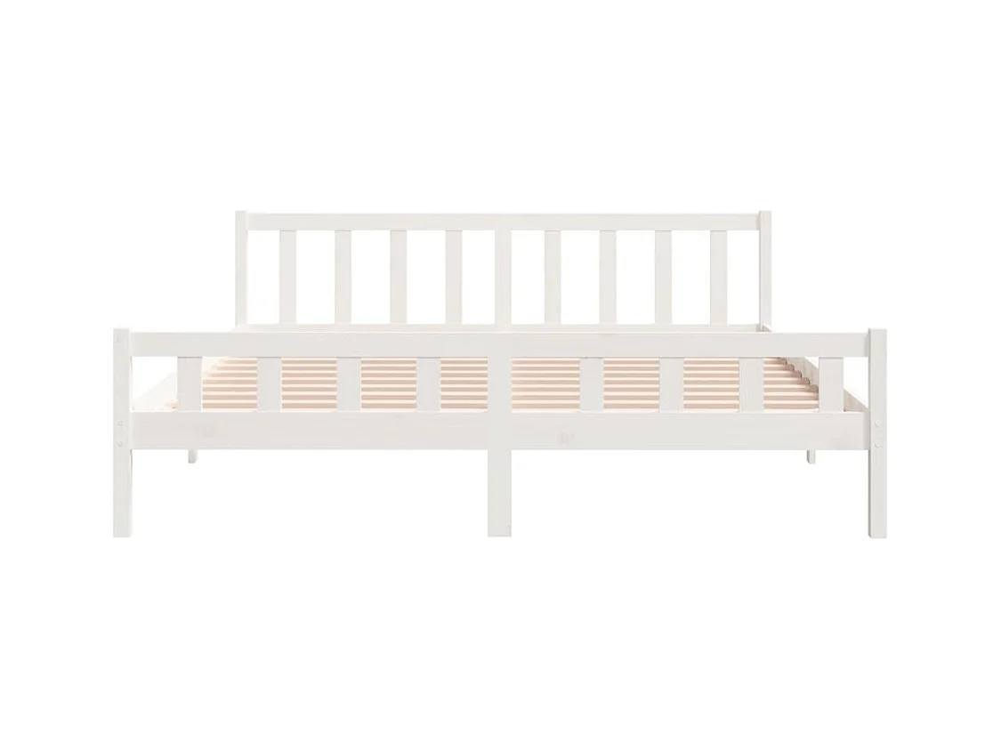 Cadre de lit sans matelas blanc bois massif 160x200 cm