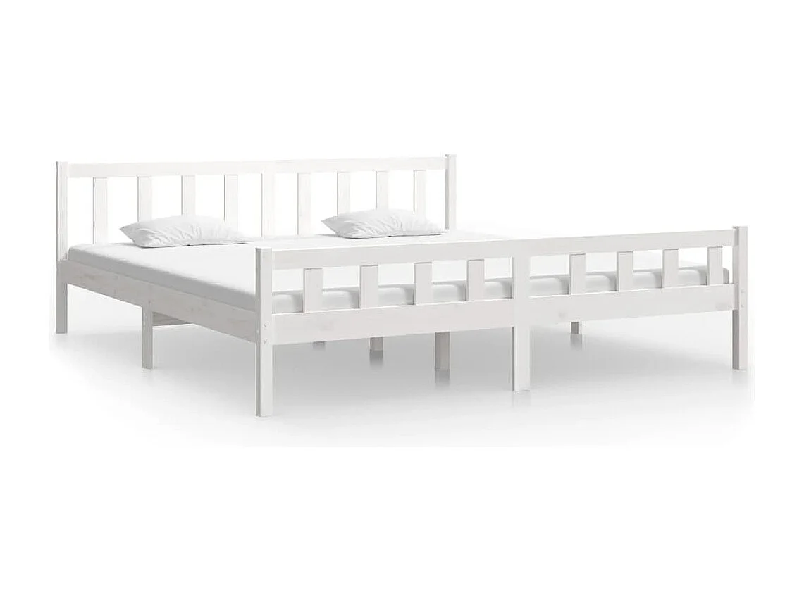Cadre de lit sans matelas blanc bois massif 160x200 cm
