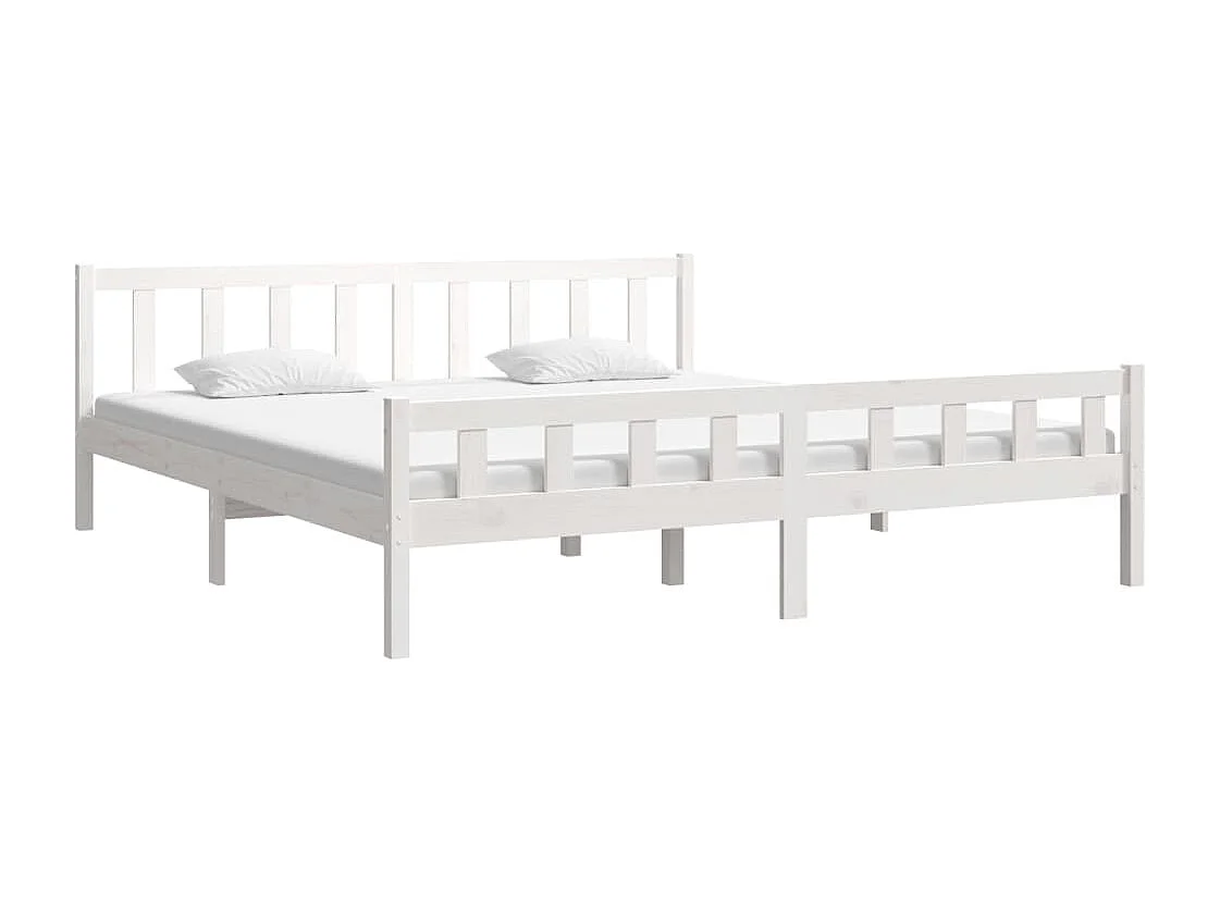 Cadre de lit sans matelas blanc bois massif 160x200 cm
