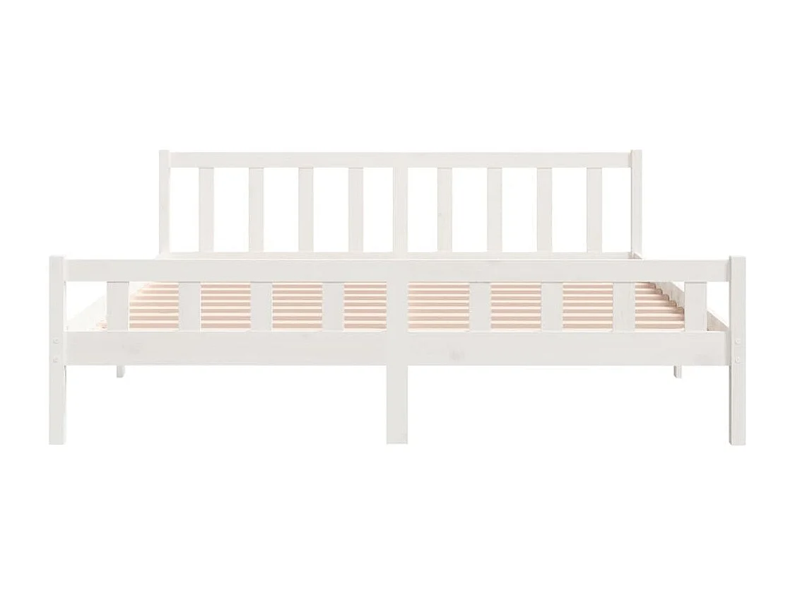 Cadre de lit sans matelas blanc bois massif 160x200 cm