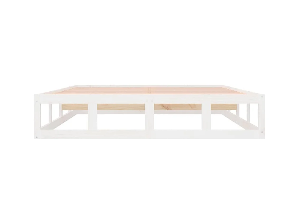 Estructura de cama sin colchón blanca 135x190 cm madera maciza