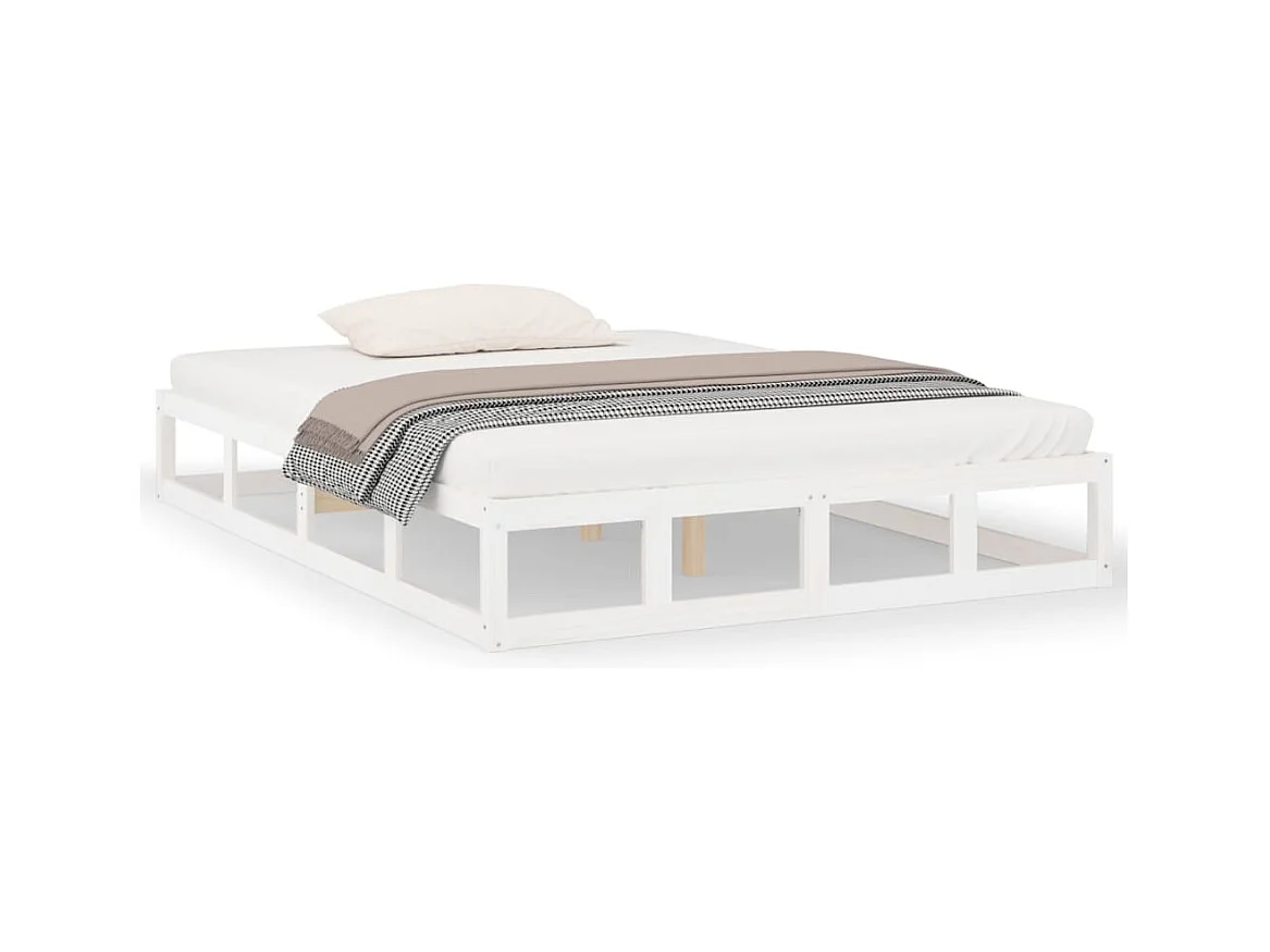 Bedframe zonder matras wit 135x190 cm massief hout