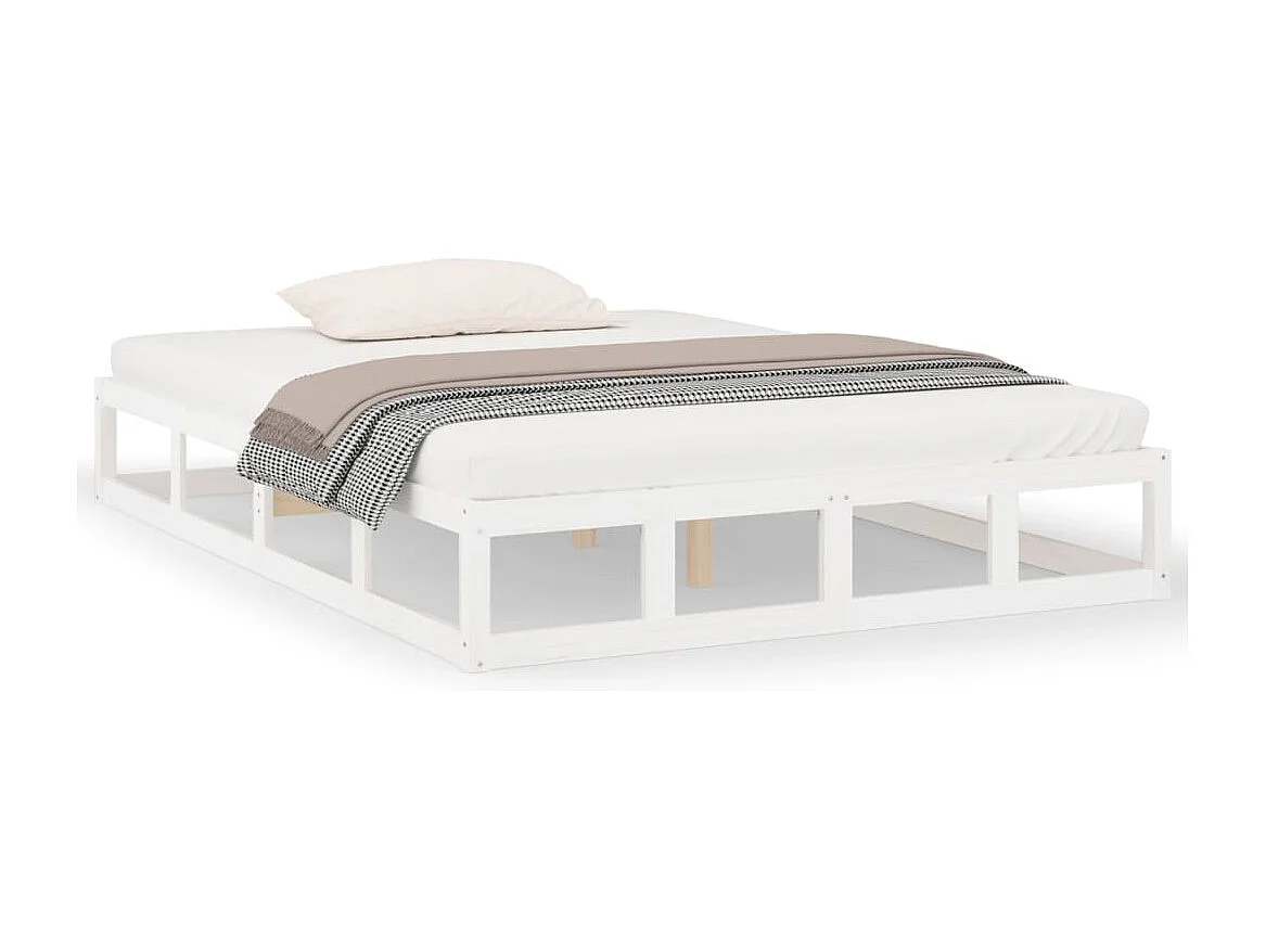 Estructura de cama sin colchón blanca 135x190 cm madera maciza