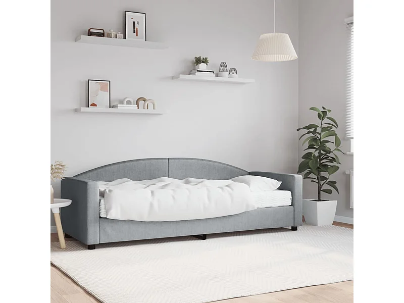 Divano letto con materasso grigio chiaro 80x200 cm tessuto