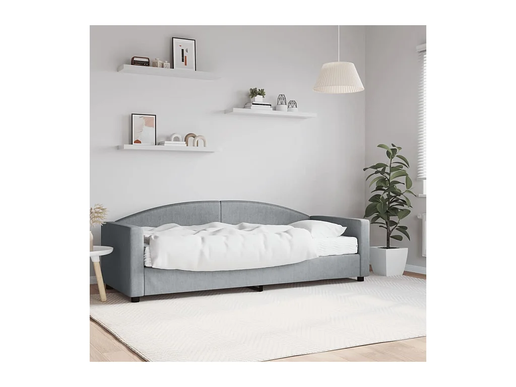 Divano letto con materasso grigio chiaro 80x200 cm tessuto