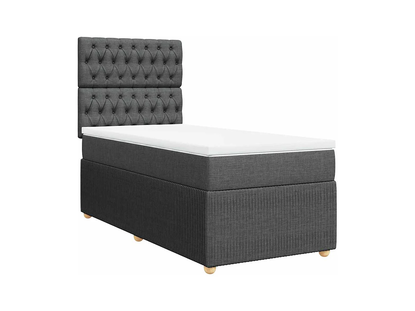 Rete a doghe con materasso Tessuto grigio scuro 90x200 cm