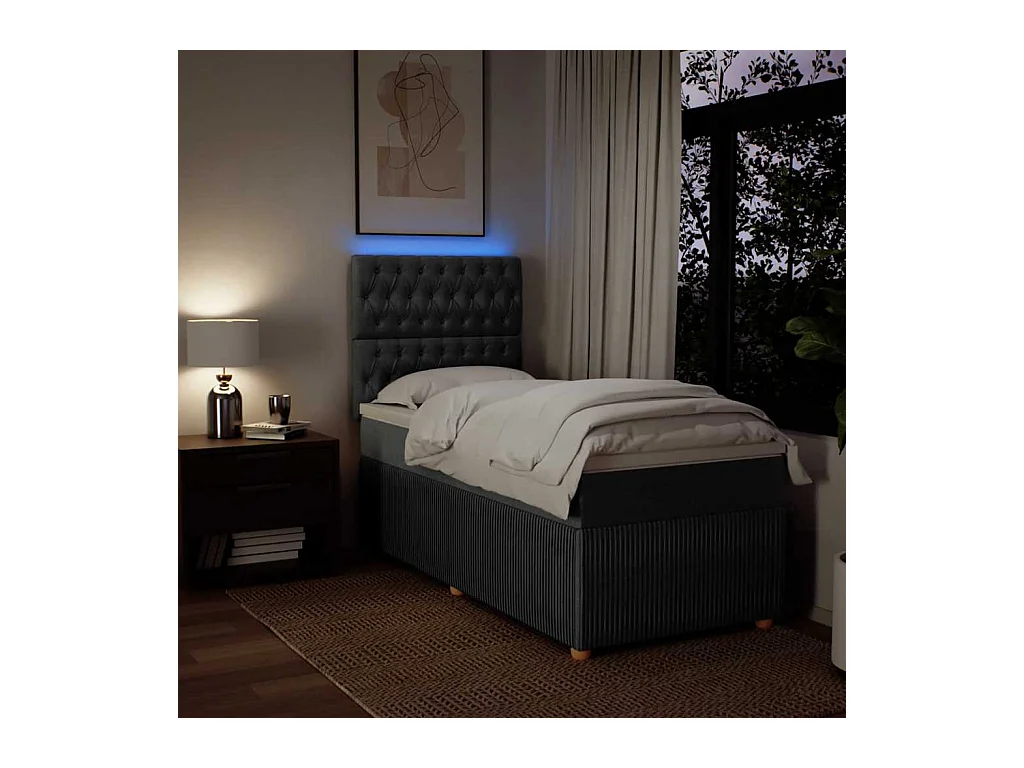 Rete a doghe con materasso Tessuto grigio scuro 90x200 cm