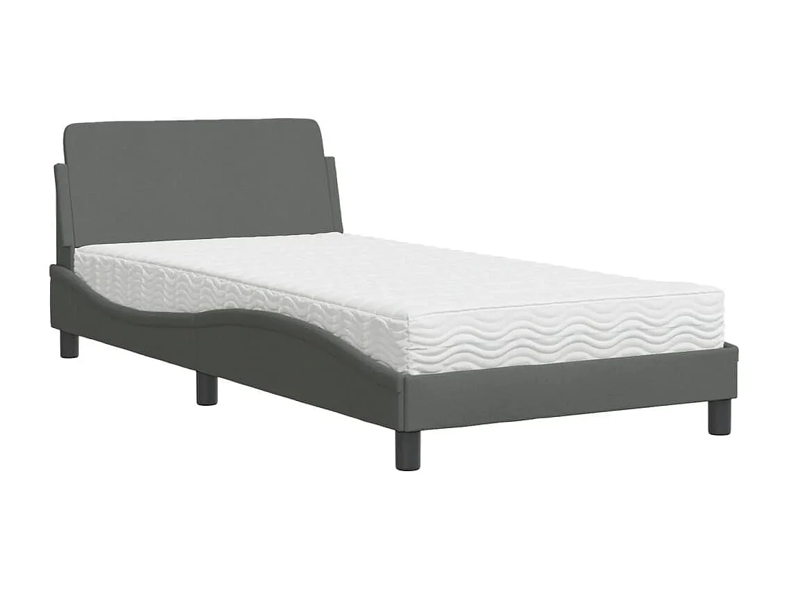 Letto con materasso grigio scuro tessuto 100x200 cm
