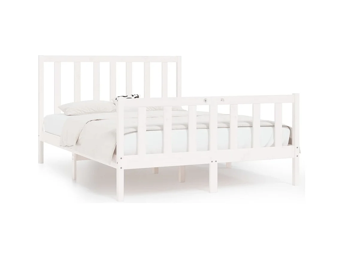 Struttura letto senza materasso bianco 140x190 cm in legno massello