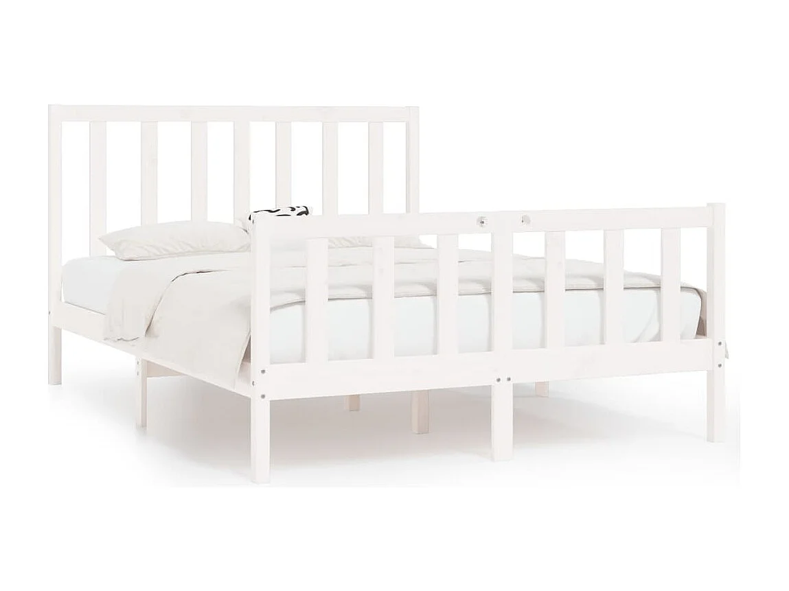 Estructura de cama sin colchón blanco 140x190 cm madera maciza