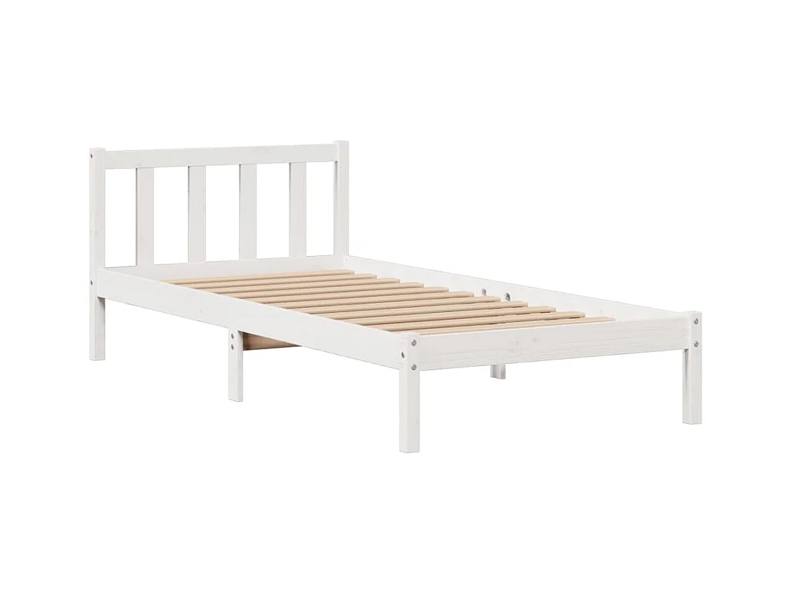 Cama librería blanca sin colchón 75x190cm madera maciza de pino