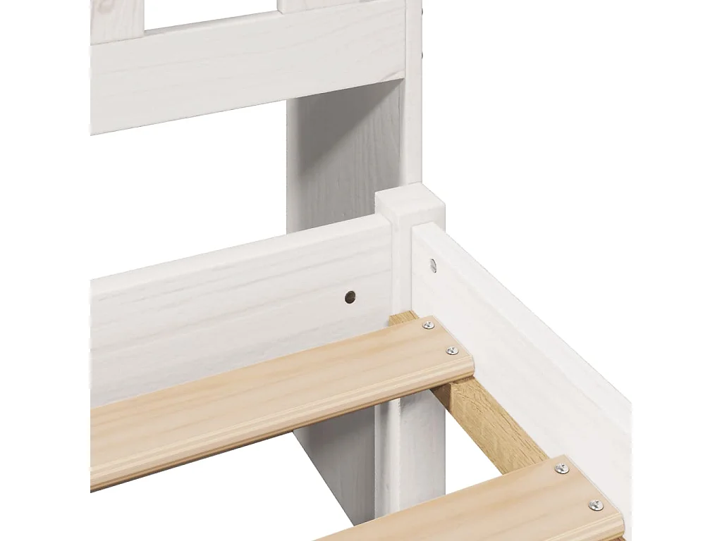 Cama librería blanca sin colchón 75x190cm madera maciza de pino