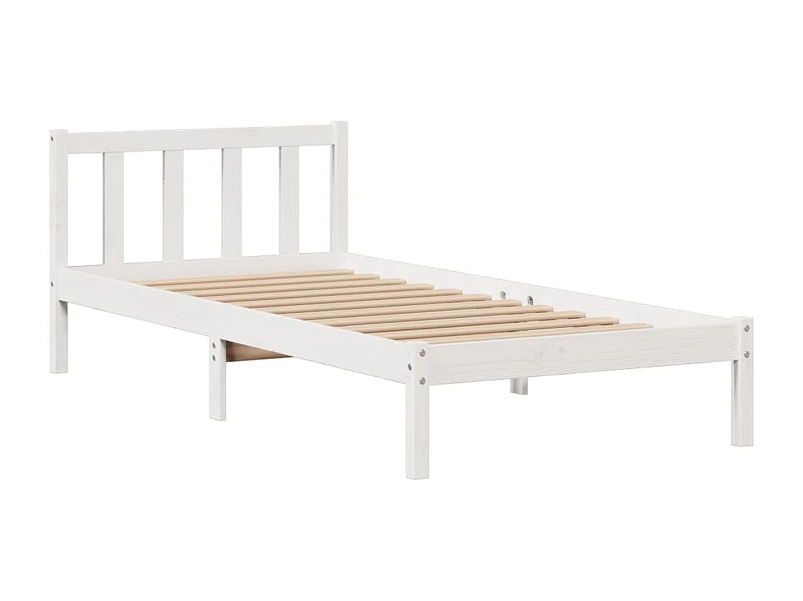 Cama librería blanca sin colchón 75x190cm madera maciza de pino