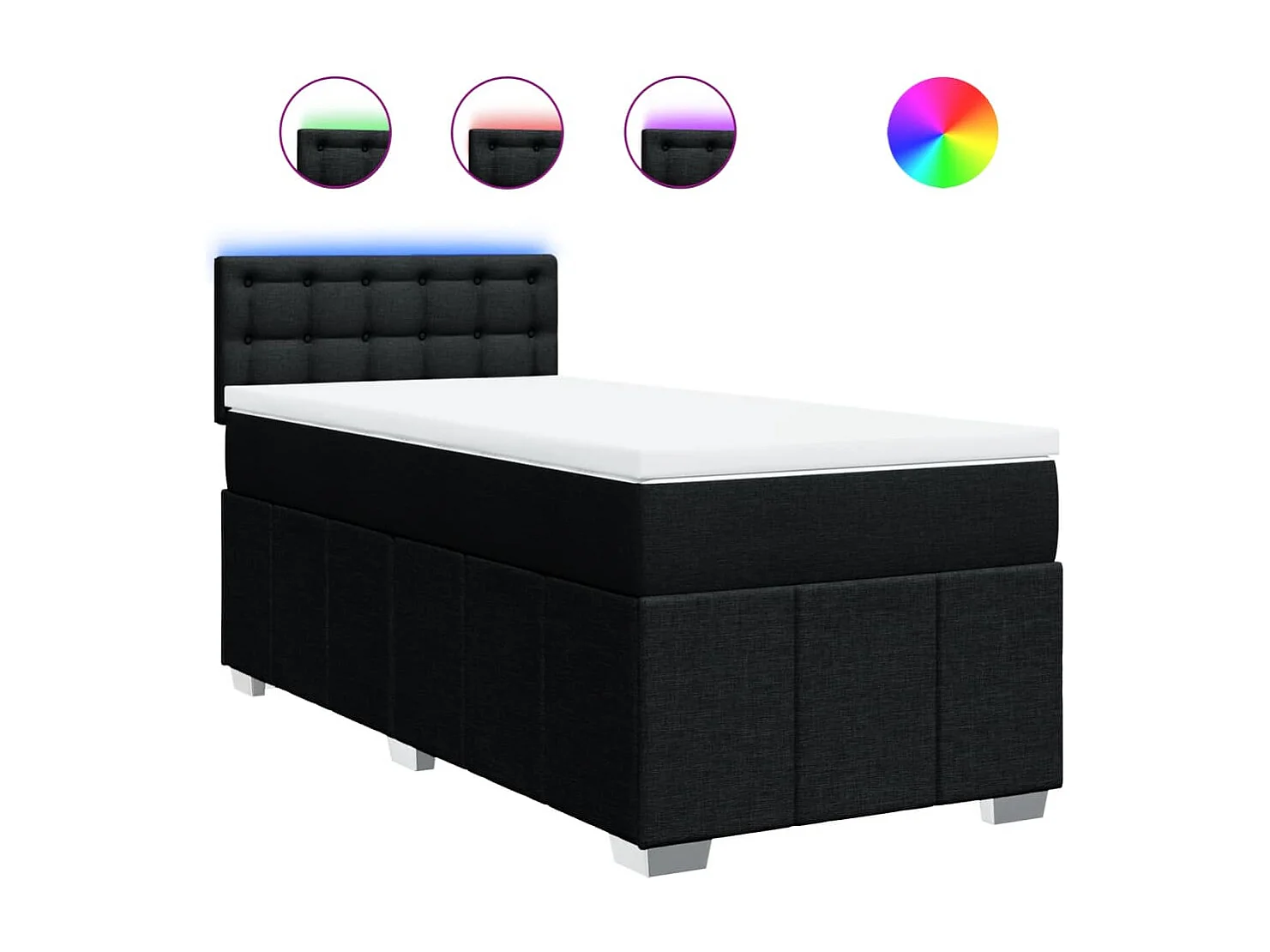 Rete a doghe e materasso Tessuto Nero 80x200 cm