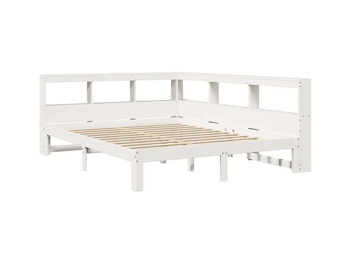 Letto libreria bianco senza materasso 150x200 cm in legno massello di pino