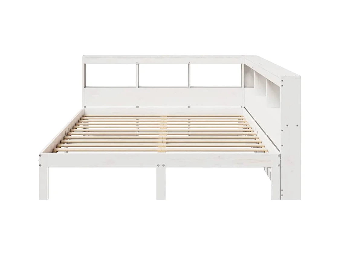 Letto libreria bianco senza materasso 150x200 cm in legno massello di pino