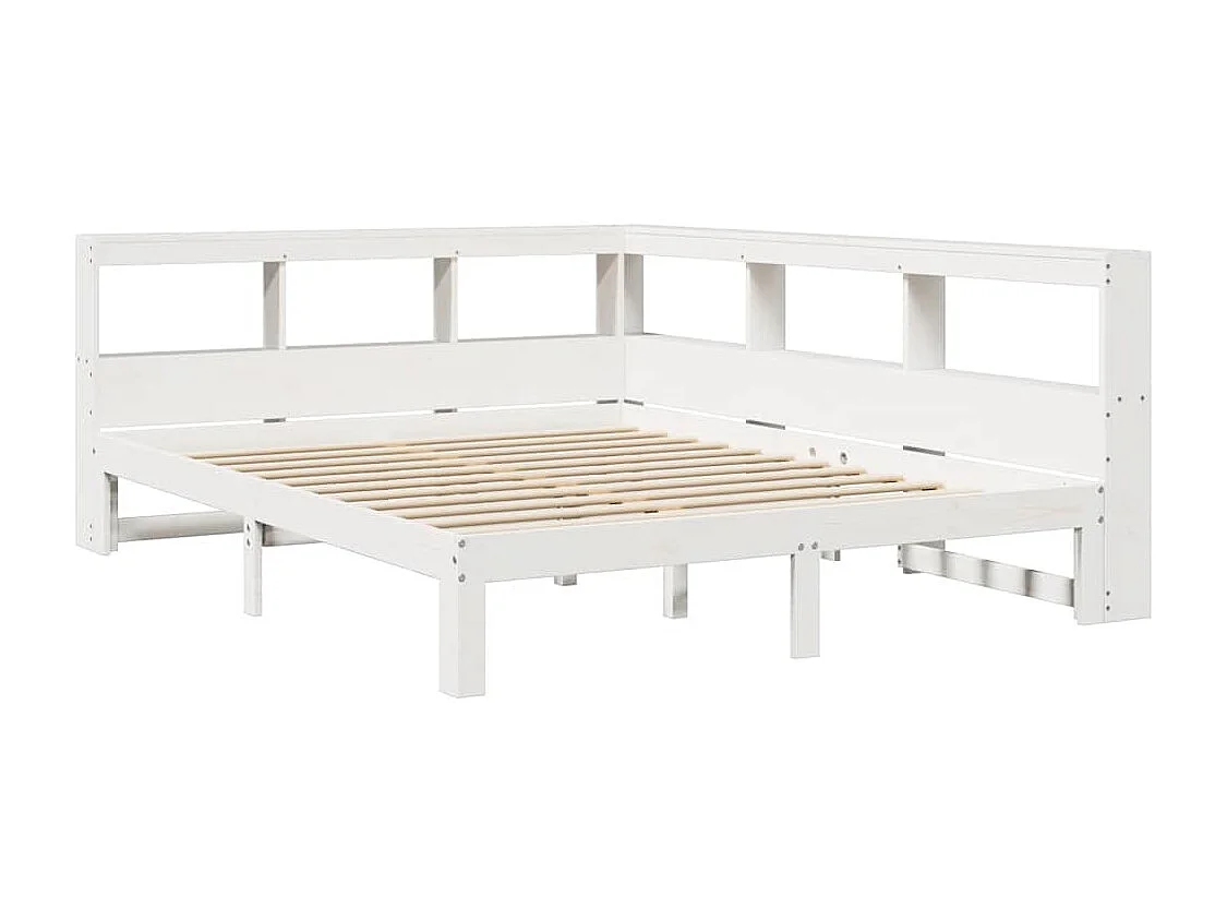 Lit bibliothèque sans matelas blanc 150x200 cm bois pin massif